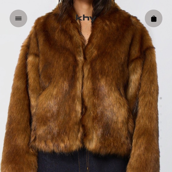 Khy Faux Fur Jacket 🤎 NWT L/XL - Picture 1 of 3